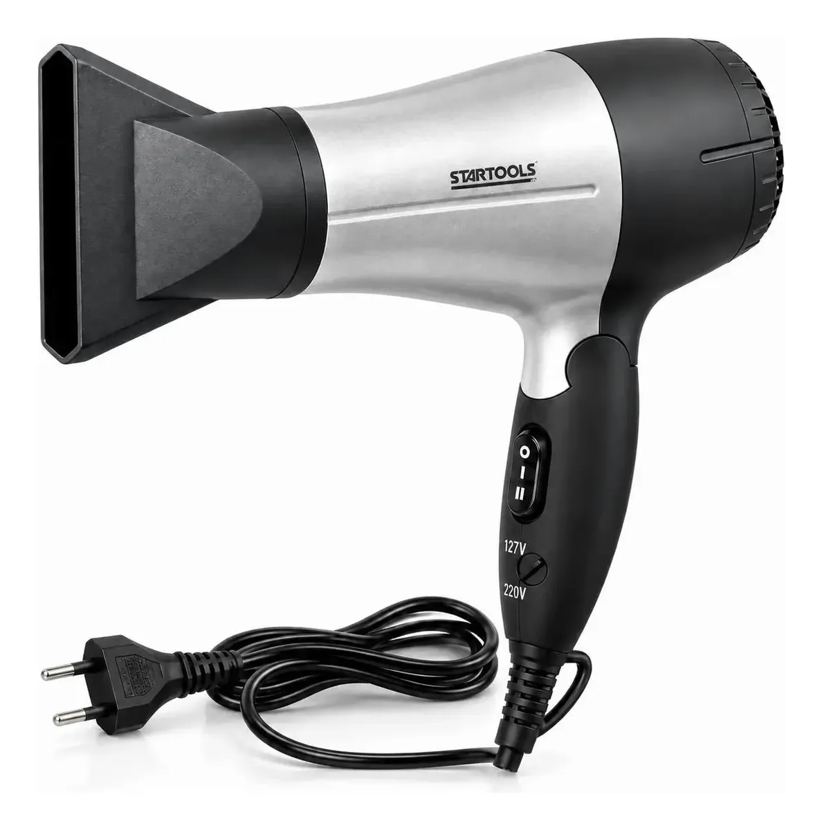 Secador De Cabelo Dobrável Bivolt Potente Cinza 127/220v