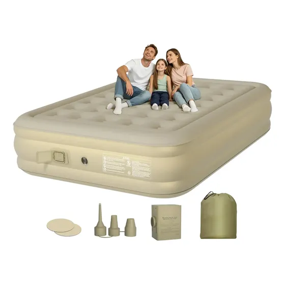 Ecozendsy Colchão Inflável Casal Queen Size com Bomba Elétrico Recarregável Embutida Portátil 203x150x45cm