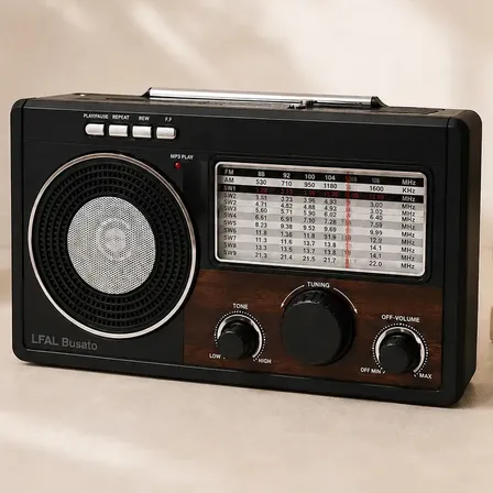 Rádio Bluetooth Antigo Retrô Am Fm Vintage Pendrive Sd Entrada Usb Tf Mp3 Portátil Led Auxiliar Antena Alça Analógico... Preto 127/220v