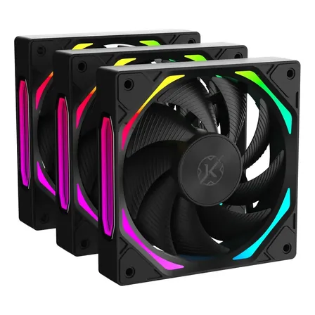 Kit com 3 Fans Kalkan Halo ARGB Reverse Preto 120 mm
