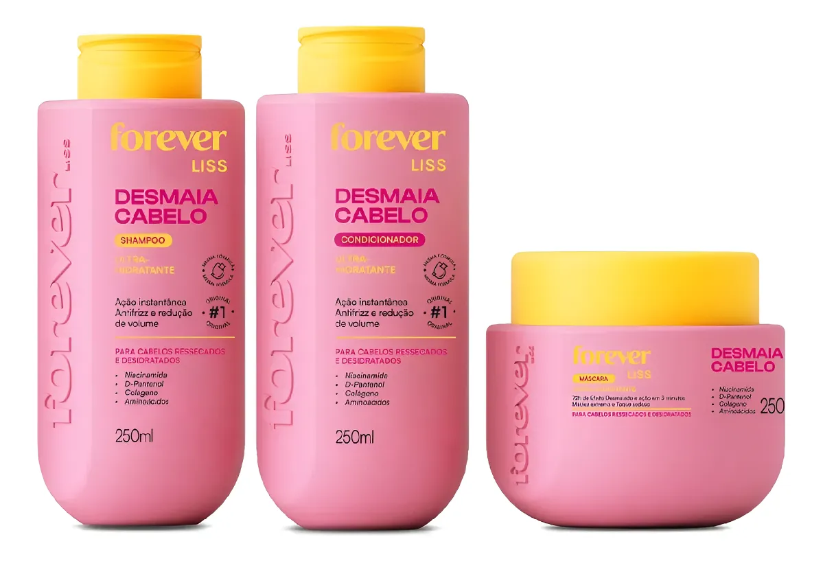 Desmaia Cabelo Shampoo Condicionador 250ml E Mascara 250g