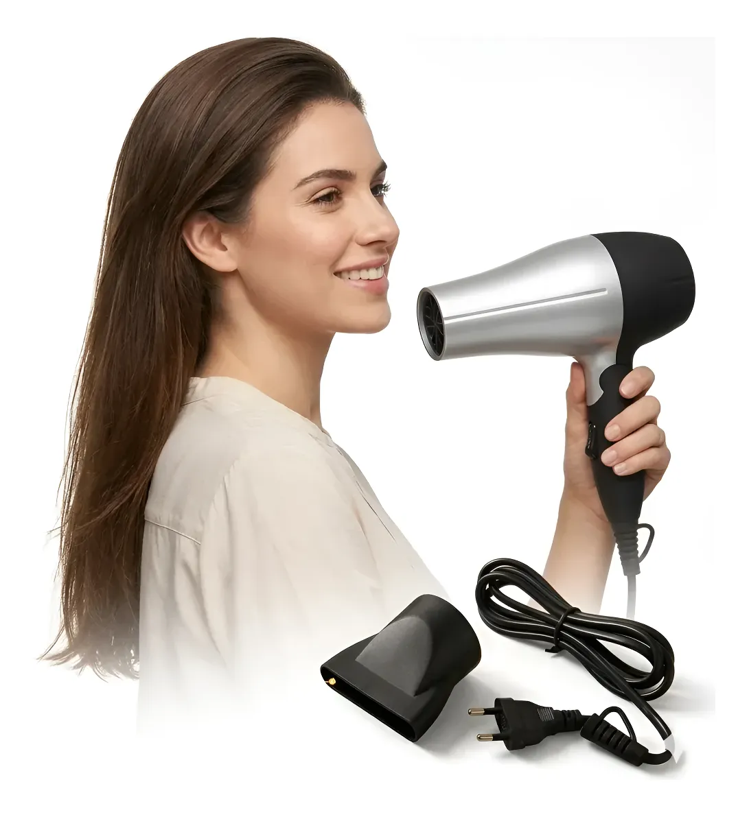 Secador Cabelo Compacto Portátil Dobrável 1200w Bivolt Pqno Cinza 127/220v