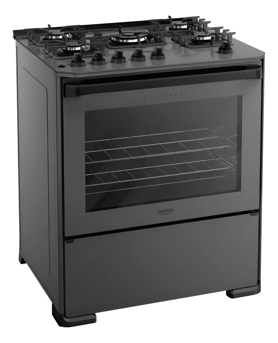 Fogão 5 Bocas Dako Diplomata Mesa De Vidro Titanium Bivolt