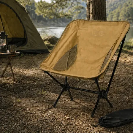 Cadeira Camping Dobrável Portátil Compacta Para Pescar, Praia, Trilha, Viagens, Acampamento, Varanda, Parques E Lazer Suporta Até 100kg - Apfer (cáqui)