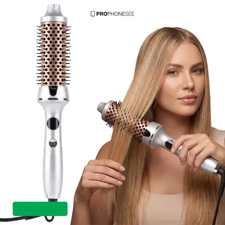 Escova Modeladora Elétrica Profissional Secadora E Alisadora Com Ions Negativos Anti Frizz Em Cerâmica Que Seca Alisa Modela Cabelo Ondulado E Liso Cabo Rotativo Bivolt Display Temperatura Ajustável