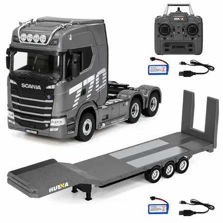 Caminhão Scania 770S RC 1:18, com Plataforma e Controle Remoto, Sons e Luzes LED