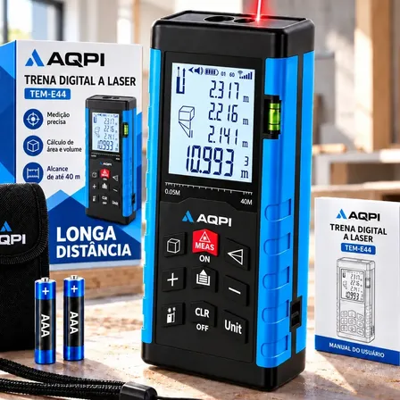 Trena Digital A Laser 40 Metros Medidor Distância Profissional Alta Precisão Visor Iluminado Medição Rápida Obras Reformas Pitágoras Construção Instalação Móveis Pisos Paredes Compacta Portátil Aqpi