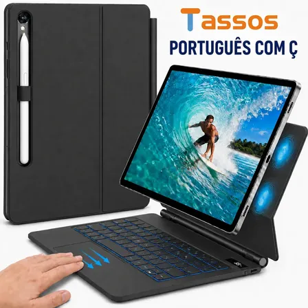 Teclado Magnético TASSOS Inteligente para Samsung Galaxy Tab S7 S8 S9 S10 S11 de 11" com Ç e Touchpad