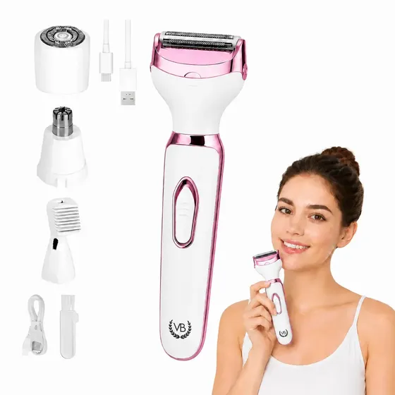 Depilador Elétrico Feminino E Masculino Indolor 4 Em 1 Corporal Recarregável Usb Aparador Íntimo Removedor De Pelos... Branco 127/220v