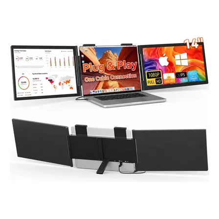 Monitor Portátil Novante Triplo 14" Full HD IPS, USB-C, para Notebook de 14 a 16.5"