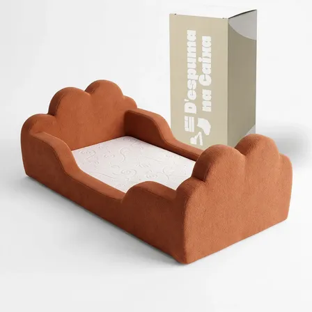 Cama Montessoriana Nuvem Na Caixa com Colchão Despumalar com Proteção Lateral Espuma D-Tech 150x70cm