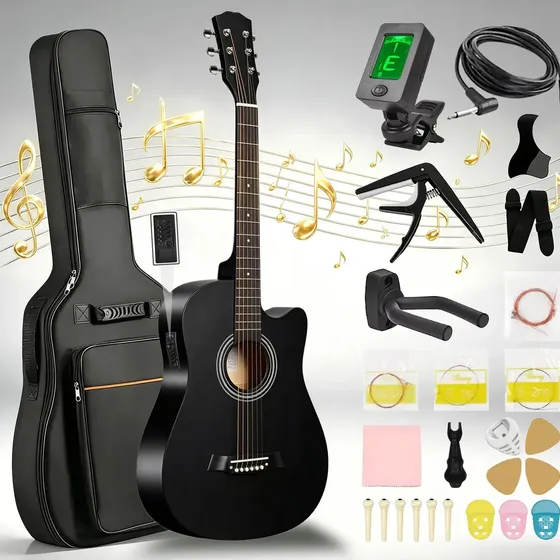 Violão Eletroacústico de 38" para Iniciantes com Equalizador e Kit Completo