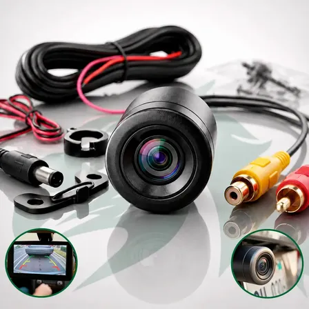 Camera De Ré Hd 180° Automotiva Traseira Borboleta 2 Em 1 Á Prova D'água Visão Noturna Pholex