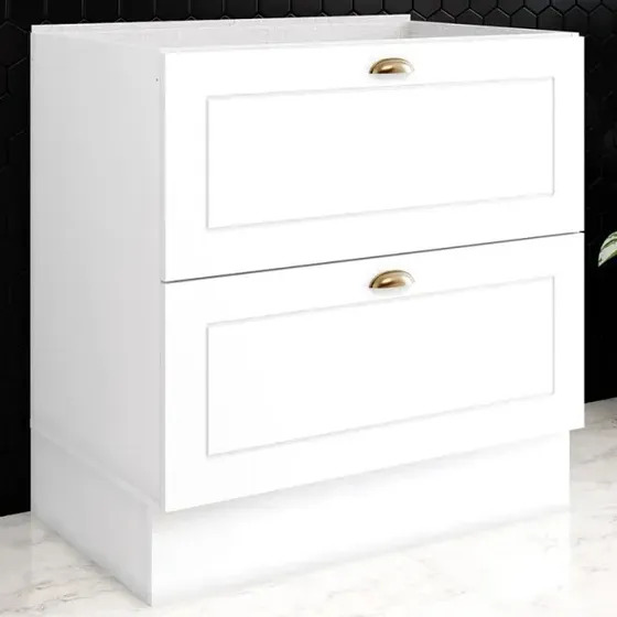 Balcão De Cozinha 80 Cm Americana 2 Gavetas Branco Hp - Henn Branco