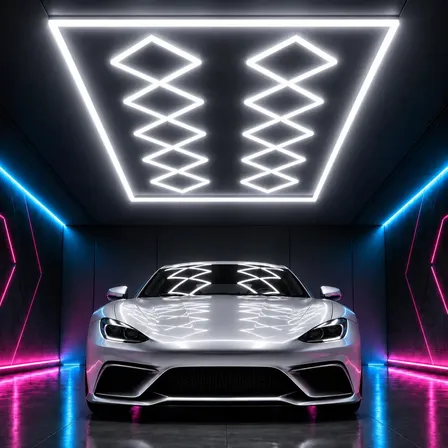 Luminária Hexagonal LED Colmeia, Luz de Garagem 480W 6500K Bivolt Plafon de Teto Alta Luminosidade, Ideal para Parede Oficina Barbearia Estúdio Academia Showroom e Estacionamento, Tieesa