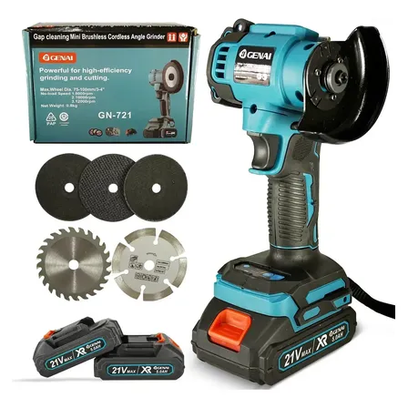 IIGENAI KASHIN Mini Esmerilhadeira Angular Sem Fio 21V Motor Brushless 3 Velocidades 18000Rpm 2 Baterias Discos Multiuso Para Corte Metal Madeira Pedra Polimento