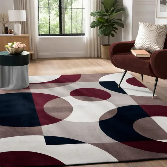 Tapete 200x140 Para Sala E Quarto Aveludado 2 M 1.4 M Bordo Circulos