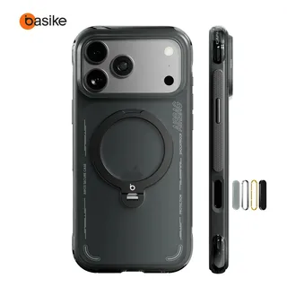 Basike × TORRAS Capa De Celular Para iPhone 17 Pro Max / iPhone 18 Pro Max Bumper Anti-Impacto Com 360 Suporte Magnético Magsafe Ostand O3 Air / Q3 Premium Proteção - Cinza Grafite