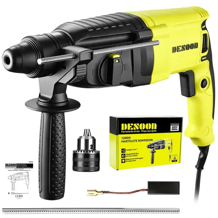 Martelete Perfurador Rompedor DESOON 1200W com SDS Plus e 3 Funções