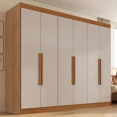 Guarda-roupa Casal Malta 6 Portas 2 Gavetas Yescasa Cinamomo/off White