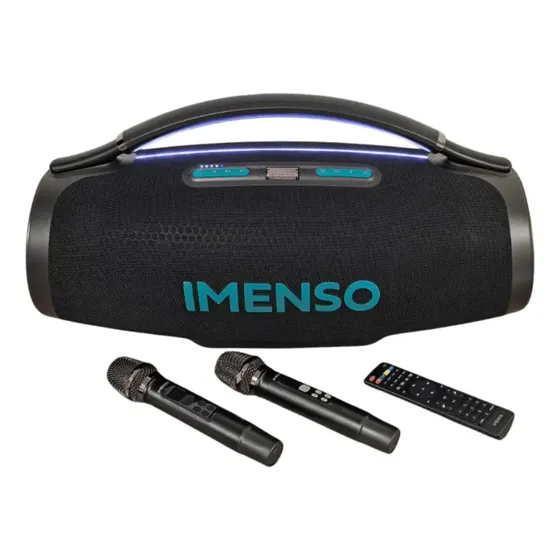 Caixa De Som Imenso X69a 500w Rms 45000mah Rgb Ipx6 2 Mic Preto 110220 V