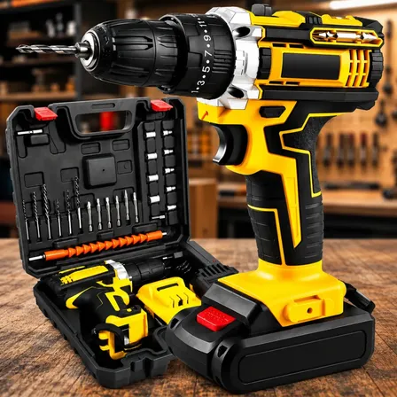 Parafusadeira 48v De Impacto Uso Sem Fio Luz de Led Com 2 Baterias Recarregável Bivolt Kit Completo De Chaves Maleta Profissional Furadeira Brushless Carregador