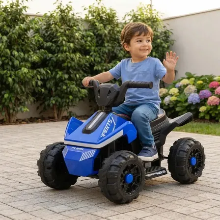 Quadriciclo Moto Elétrico Infantil 6v Luz Som Frente E Ré Motinha Elétrica 380w para Criança Azul