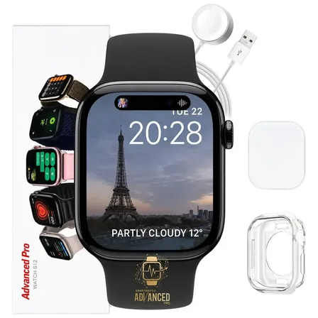 Novo Relógio Smartwatch S12 Series 12 Preto Lançamento 2027 Microwear SMARTWATCH ADVANCED PRO
