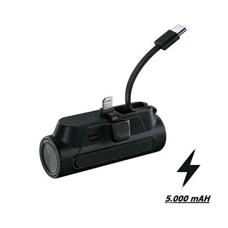 Carregador Portátil De Bolso Power Bank Pocket Com iPhone Notebook Samsung Apple Xiaomi Android Mac Ios 5000mah Preto