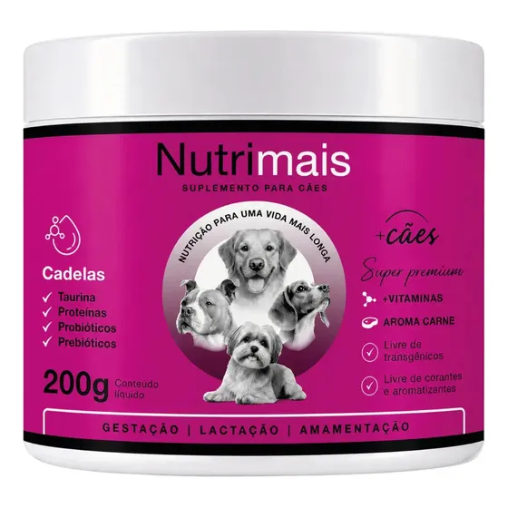 Suplemento Cães Cadela Prenha Gestante Lactação Amamentação Nutrimais Probióticos 200g