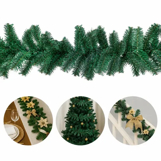 Kit 2 Festão Aramado Galhos Grosso Cheio Com 2,70 Metros De Natal Árvore Decoração