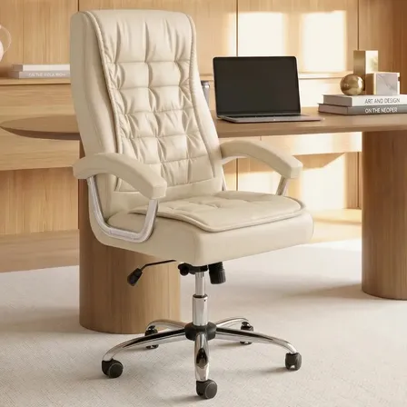 Cadeira Ergonômica Presidente California 150kg Encosto Reclinável Fendi Nr17 Sistema Relax Com Trava Couro Sintético e Molas Escadas