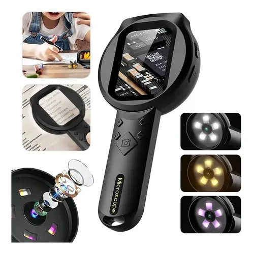 Microscópio Digital Portátil 100X Tela IPS 2.8 Polegadas Lupa HD Para Reparo Eletrônico Análise Pele e Couro Cabeludo