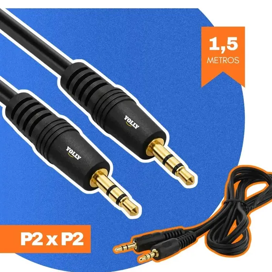 Cabo Auxiliar P2 Gold 1,5m Estéreo Universal Profissional Gurumania