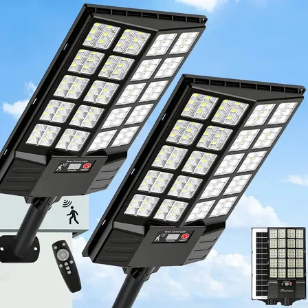 Kit 2 Refletor Solar Led 2300W Lampada Solar Com Sensor Controle