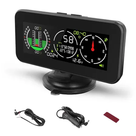Inclinômetro Digital GPS Automotivo Para Carro SUV 4x4 Off-Road Velocímetro HUD Medidor De Inclinação Bateria Voltímetro Bússola