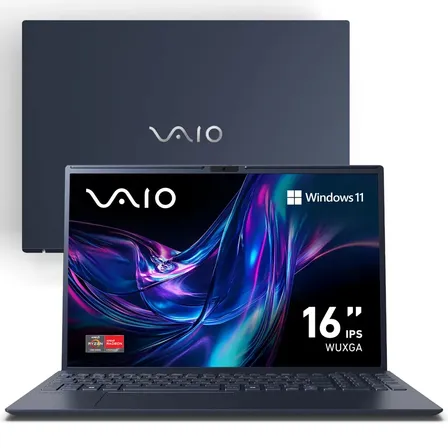 Notebook VAIO FE16 AMD Ryzen 7 5825U - Windows 11 Home Plus SL 16GB RAM 256GB SSD Tela 16" IPS WUXGA Antirreflexo - Permite expansão de RAM e SSD - Cinza Grafite