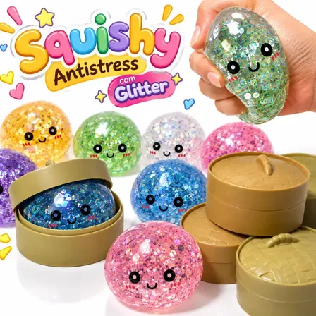 Squishy Brinquedo Antistress Macio Glitter