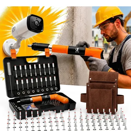 Pistola Finca Pino de Fixação Aço Manual Concreto Kit 150 Peças Pregos Pregador