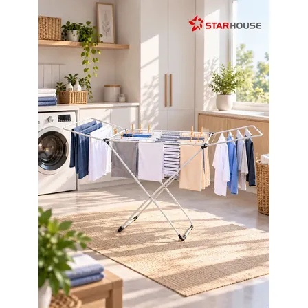 Varal De Roupa de Chão Slim Reforçado Com Abas Dobrável Retrátil StarHouse