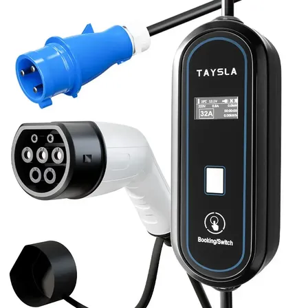 Carregador Portátil Taysla Phantom 7kw 32a Tipo 2 Led Bivolt 5m Para Carro Elétrico Compatível Com Byd Geely Gwm Volvo