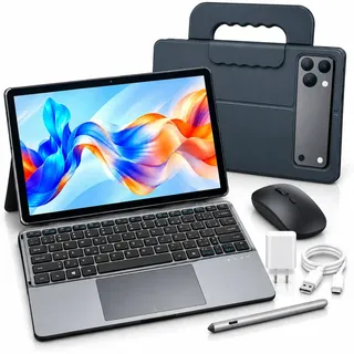 Notebook 2 em 1 Android 14 Tablet 6GB 256GB Tela 10,95" Touch WiFi 5G + Teclado Mouse Caneta Kit Completo