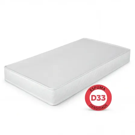 Colchão Solteiro Espuma D33 Conforto e Durabilidade 188x88x12 Confortável Premium Resistente Antiácaro Macio e Resistente