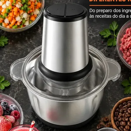 Multiprocessador De Alimentos Viacruz Elétrico De 2 L Com 300w E Inox Prateado 127v