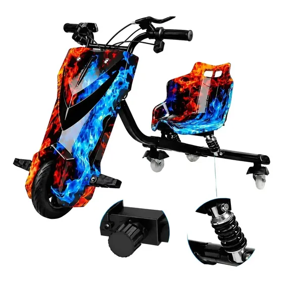 Patinete Elétrico 3 Rodas Triciclo Infantil Drift 350w Gelo e Fogo