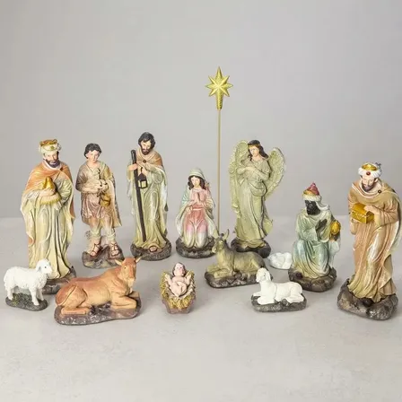 Presépio De Natal 13 Cm Resina Italiana 13 Peças Enfeite Decoração Natalina