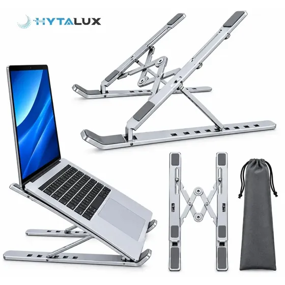Suporte para Notebook Hytalux em Alumínio Dobrável, Ergonômico e Portátil com 6 Posições