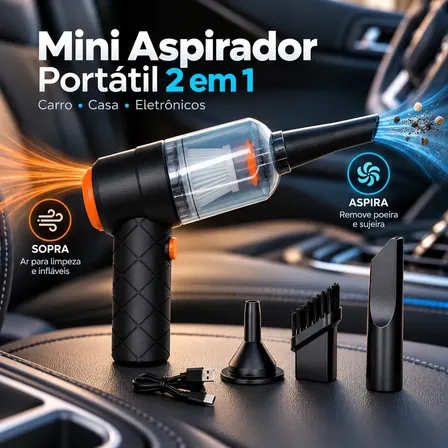 Aspirador Portátil Voxly 2 Em 1 Sem Fio Para Carro E Casa, 120w Preto 127/220v