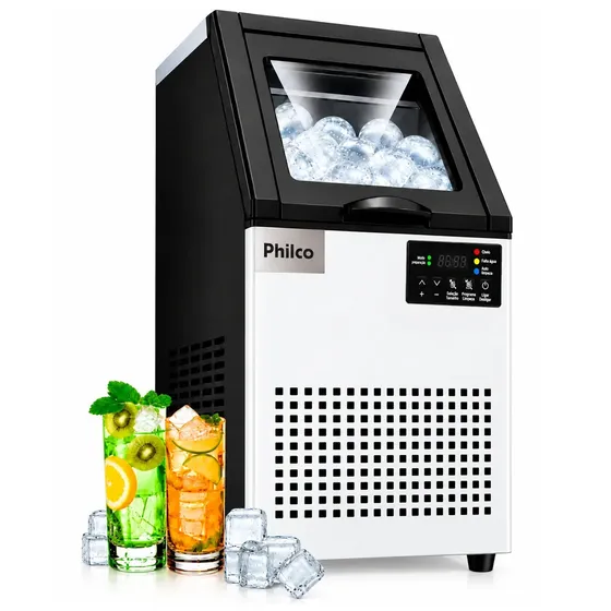 Máquina De Gelo Turbo Ice 60Hz 50Kg Ao Dia Ciclo Rápido 15Min 45 Cubos Com Pá PMG50A Philco