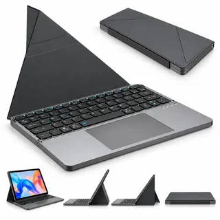 Teclado Bluetooth Dobrável com Touchpad Integrado Sem Fio para Tablet Celular Notebook Portátil
